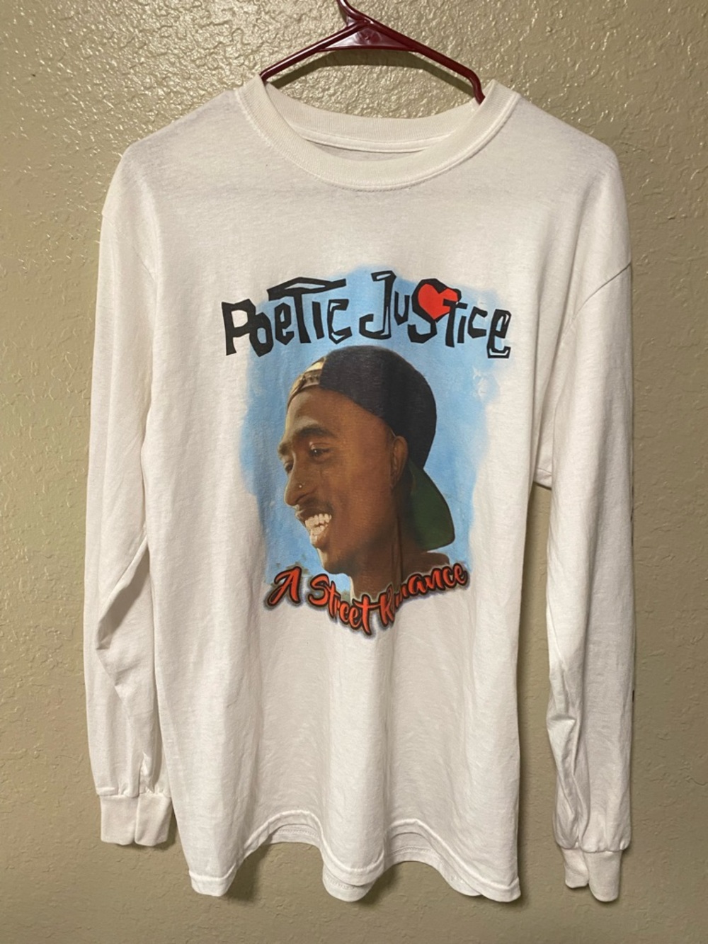 Sm/M Poetic Justice Tupac Portrait Long Sleeve Tee - White